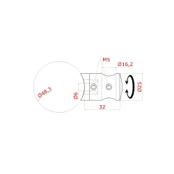 Držiak tyče ø 16 mm na trubku ø 48,3 mm, brúsená AISI 304 Držiak tyče ø 16 mm na trubku ø 48,3 mm, brúsená AISI 304